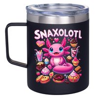 Axolotl Snaxolotl Funny Snacks Axolotls 12oz Stainless Steel Coffee Mug