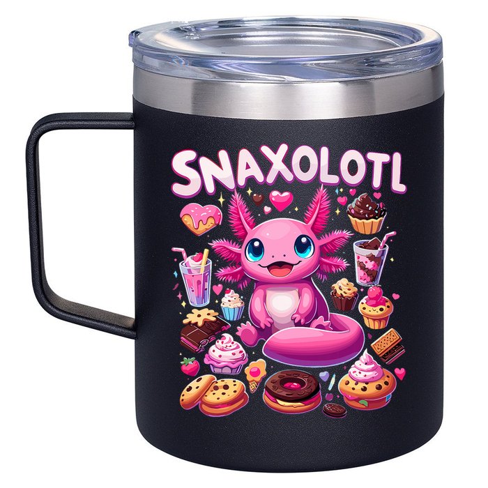 Axolotl Snaxolotl Funny Snacks Axolotls 12oz Stainless Steel Coffee Mug