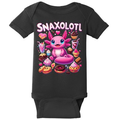 Axolotl Snaxolotl Funny Snacks Axolotls Baby Bodysuit