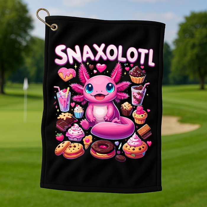 Axolotl Snaxolotl Funny Snacks Axolotls Golf Towel