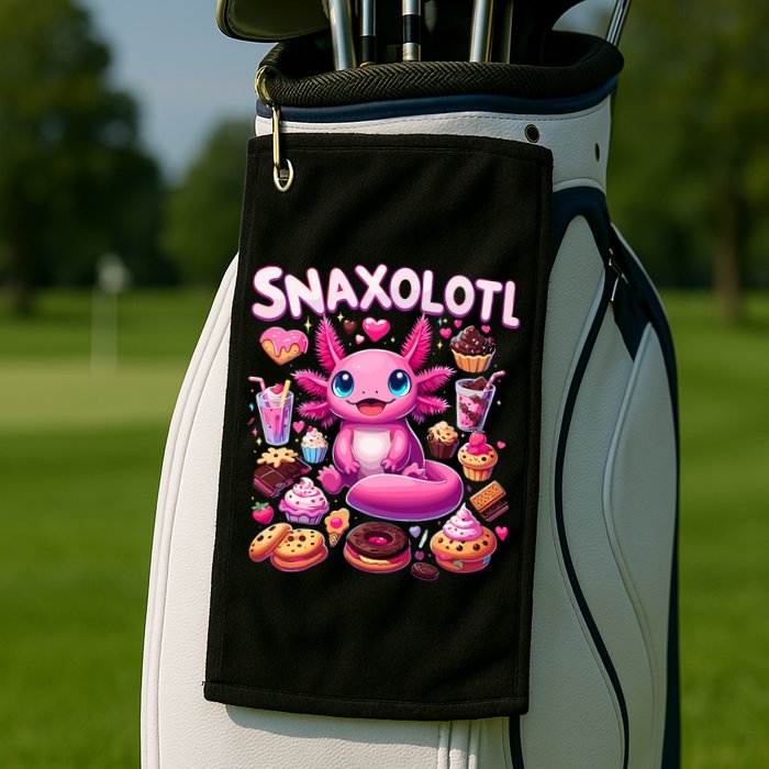Axolotl Snaxolotl Funny Snacks Axolotls Golf Towel