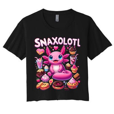 Axolotl Snaxolotl Funny Snacks Axolotls Women's Crop Top Tee