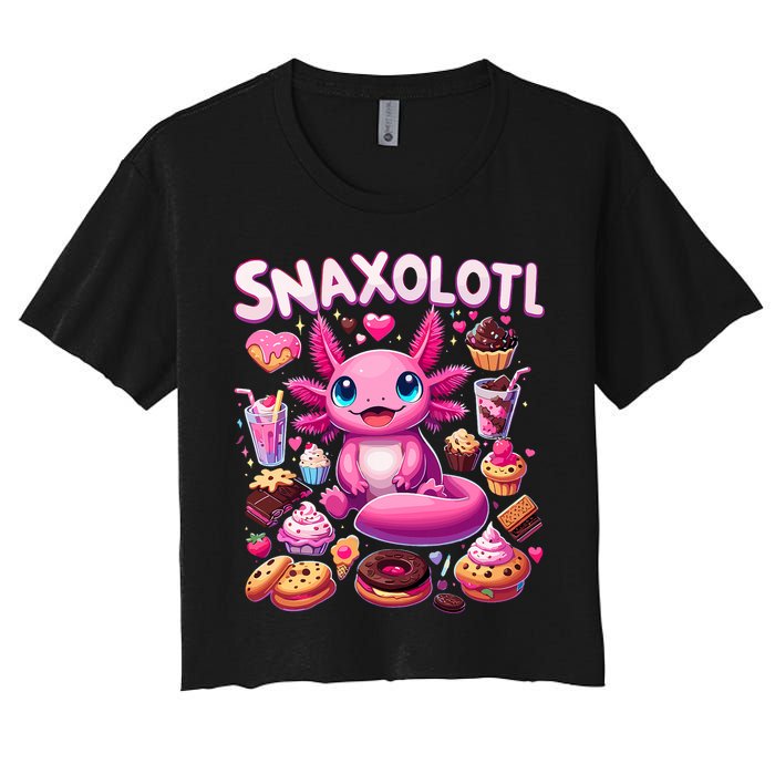 Axolotl Snaxolotl Funny Snacks Axolotls Women's Crop Top Tee