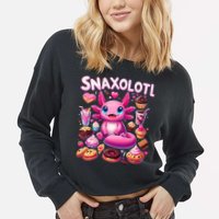 Axolotl Snaxolotl Funny Snacks Axolotls Cropped Pullover Crew