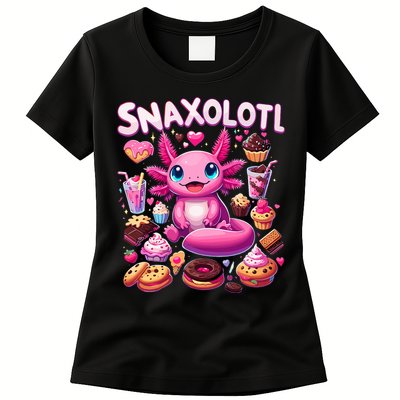 Axolotl Snaxolotl Funny Snacks Axolotls Womens T-Shirt