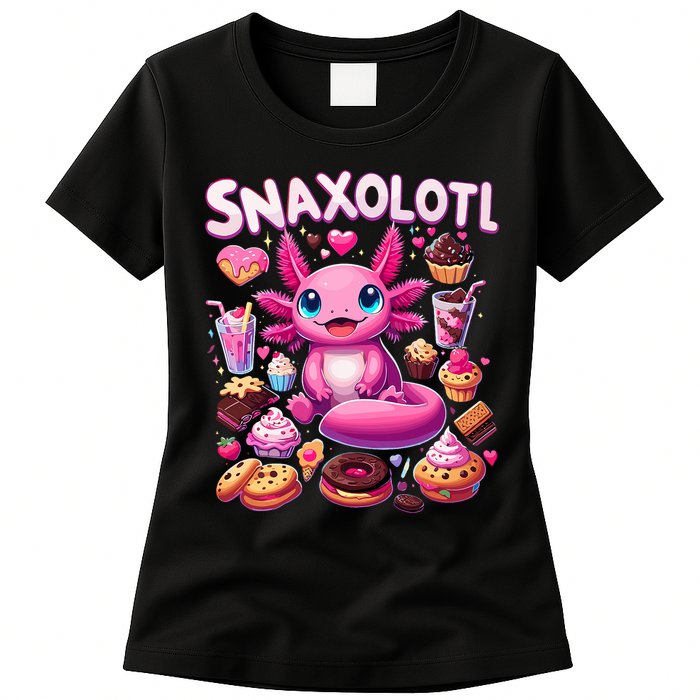 Axolotl Snaxolotl Funny Snacks Axolotls Womens T-Shirt