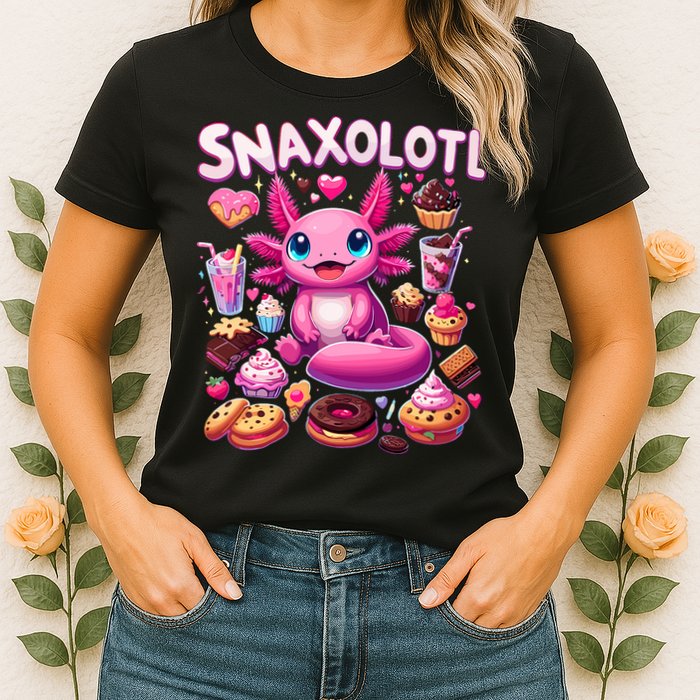 Axolotl Snaxolotl Funny Snacks Axolotls Womens T-Shirt