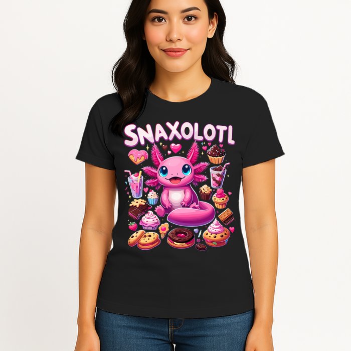 Axolotl Snaxolotl Funny Snacks Axolotls Womens T-Shirt