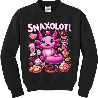 Axolotl Snaxolotl Funny Snacks Axolotls Kids Sweatshirt