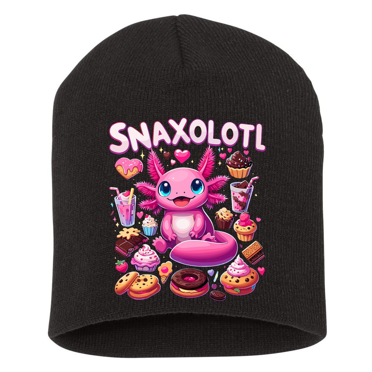 Axolotl Snaxolotl Funny Snacks Axolotls Short Acrylic Beanie