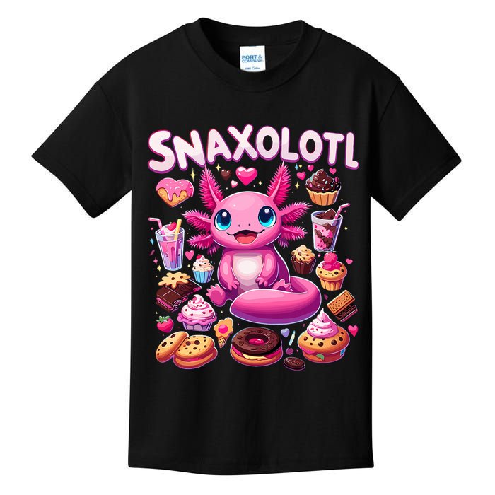 Axolotl Snaxolotl Funny Snacks Axolotls Kids T-Shirt