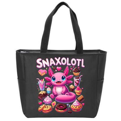 Axolotl Snaxolotl Funny Snacks Axolotls Zip Tote Bag