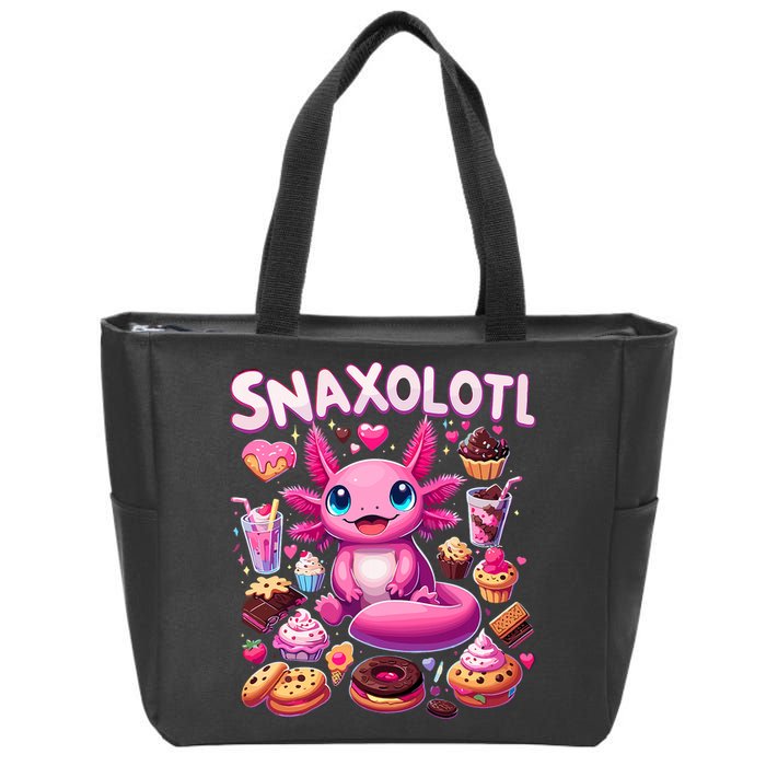 Axolotl Snaxolotl Funny Snacks Axolotls Zip Tote Bag