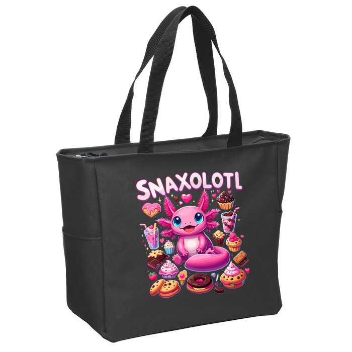 Axolotl Snaxolotl Funny Snacks Axolotls Zip Tote Bag