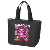 Axolotl Snaxolotl Funny Snacks Axolotls Zip Tote Bag