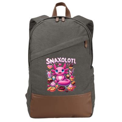 Axolotl Snaxolotl Funny Snacks Axolotls Cotton Canvas Backpack