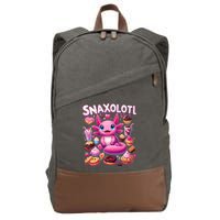 Axolotl Snaxolotl Funny Snacks Axolotls Cotton Canvas Backpack