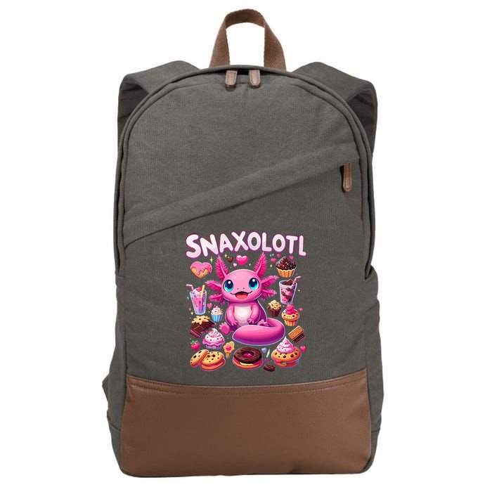 Axolotl Snaxolotl Funny Snacks Axolotls Cotton Canvas Backpack
