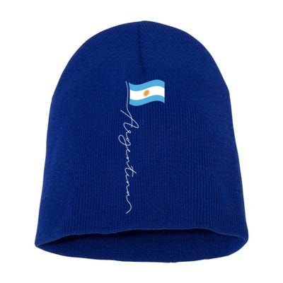 Argentina Signature Flag Pole Cool Gift Patriotic Argentinian Flag Gift Short Acrylic Beanie