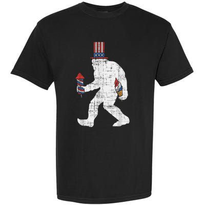 American Sasquatch Funny USA Bigfoot 4th Of July Parade Garment-Dyed Heavyweight T-Shirt