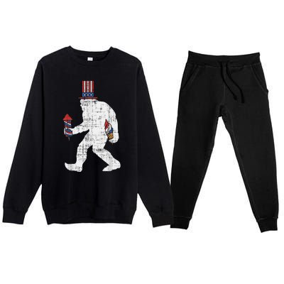 American Sasquatch Funny USA Bigfoot 4th Of July Parade Premium Crewneck Sweatsuit Set