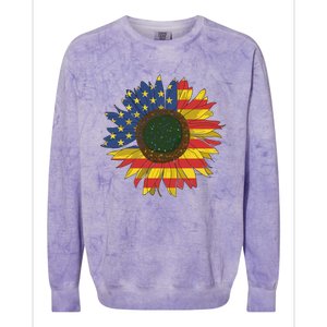 America Sunflower Flag 4th July American Patriotic Flower Gift Colorblast Crewneck Sweatshirt