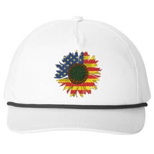 America Sunflower Flag 4th July American Patriotic Flower Gift Snapback Five-Panel Rope Hat