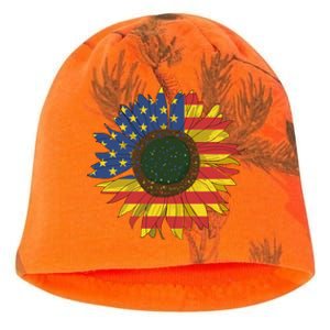 America Sunflower Flag 4th July American Patriotic Flower Gift Kati - Camo Knit Beanie