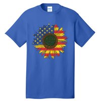 America Sunflower Flag 4th July American Patriotic Flower Gift Tall T-Shirt