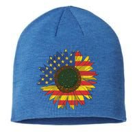 America Sunflower Flag 4th July American Patriotic Flower Gift Sustainable Beanie