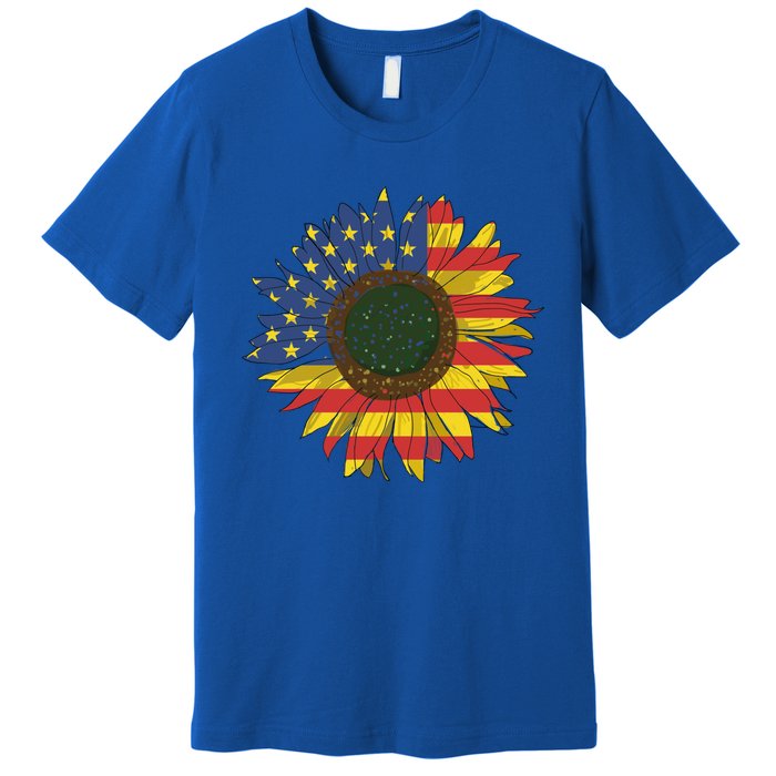 America Sunflower Flag 4th July American Patriotic Flower Gift Premium T-Shirt