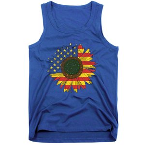 America Sunflower Flag 4th July American Patriotic Flower Gift Tank Top