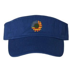 America Sunflower Flag 4th July American Patriotic Flower Gift Valucap Bio-Washed Visor