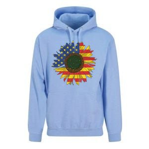 America Sunflower Flag 4th July American Patriotic Flower Gift Unisex Surf Hoodie