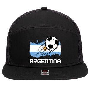 Argentina Soccer Fan Gift 7 Panel Mesh Trucker Snapback Hat