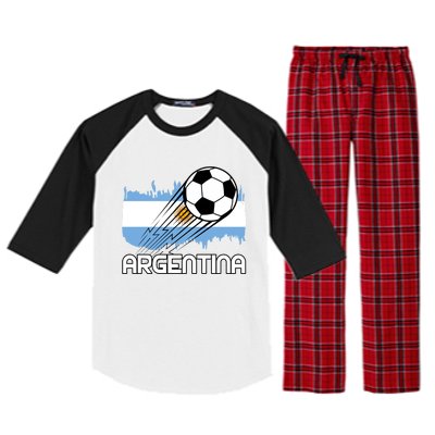 Argentina Soccer Fan Gift Raglan Sleeve Pajama Set