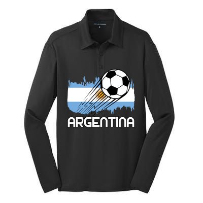 Argentina Soccer Fan Gift Silk Touch Performance Long Sleeve Polo