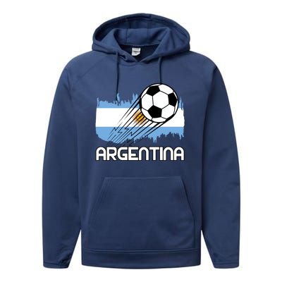 Argentina Soccer Fan Gift Performance Fleece Hoodie