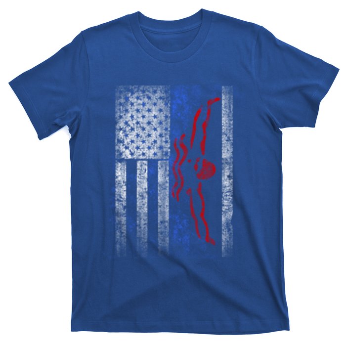 American Swim Flag Usa Swimming Butterfly Stroke Swimmer Great Gift T-Shirt