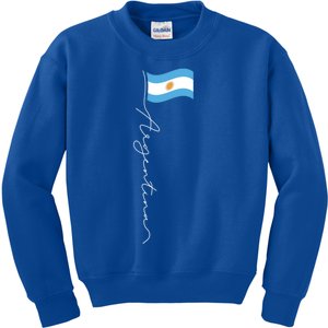 Argentina Signature Flag Pole Funny Gift Patriotic Argentinian Flag Great Gift Kids Sweatshirt