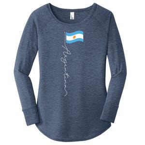 Argentina Signature Flag Pole Funny Gift Patriotic Argentinian Flag Great Gift Women's Perfect Tri Tunic Long Sleeve Shirt