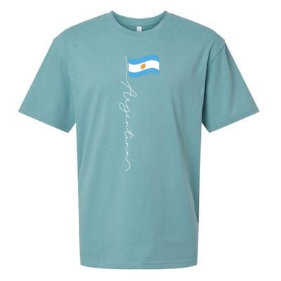 Argentina Signature Flag Pole Funny Gift Patriotic Argentinian Flag Great Gift Sueded Cloud Jersey T-Shirt