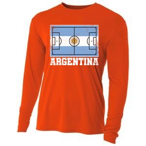 Argentina Soccer Field Country Flag Argentinian Pride Gift Cooling Performance Long Sleeve Crew