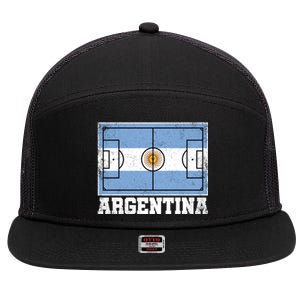 Argentina Soccer Field Country Flag Argentinian Pride Gift 7 Panel Mesh Trucker Snapback Hat