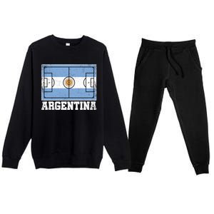 Argentina Soccer Field Country Flag Argentinian Pride Gift Premium Crewneck Sweatsuit Set