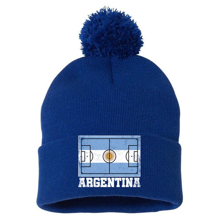 Argentina Soccer Field Country Flag Argentinian Pride Gift Pom Pom 12in Knit Beanie