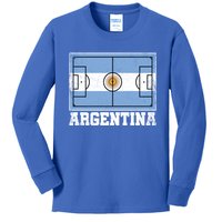 Argentina Soccer Field Country Flag Argentinian Pride Gift Kids Long Sleeve Shirt