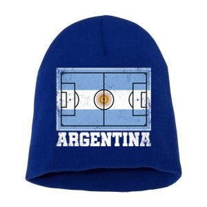 Argentina Soccer Field Country Flag Argentinian Pride Gift Short Acrylic Beanie