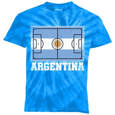 Argentina Soccer Field Country Flag Argentinian Pride Gift Kids Tie-Dye T-Shirt