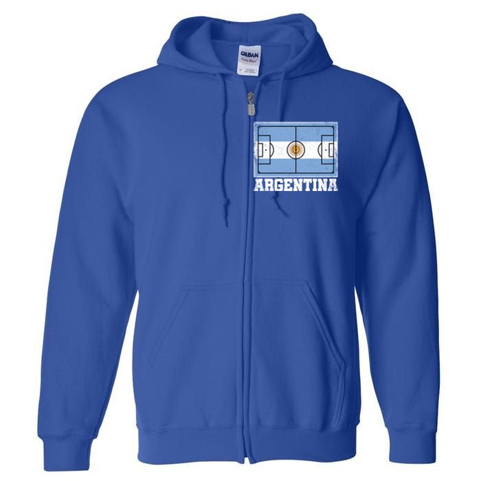 Argentina Soccer Field Country Flag Argentinian Pride Gift Full Zip Hoodie